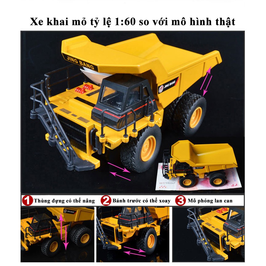 Xe mô hình khai thác mỏ bằng hợp kim chắc chắn, chi tiết sắc sảo, tinh tế có thể làm đồ chơi hoặc trưng bày