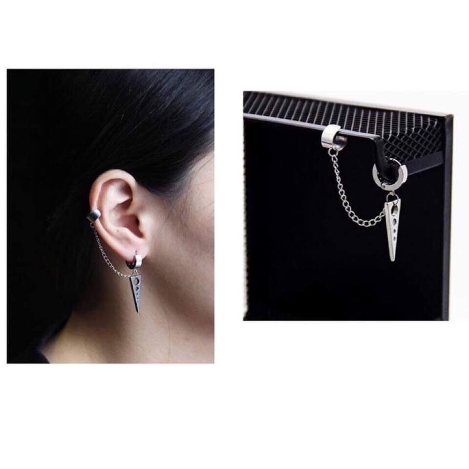Khuyên tai 2 lỗ mix tam giác rơi
