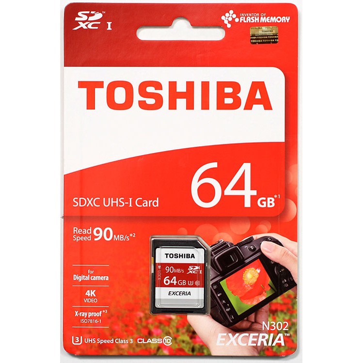 Thẻ nhớ 64GB SDHC Toshiba Exceria N302 90MB/s UHS-I U3 Class 10 4K - Chính hãng | BigBuy360 - bigbuy360.vn