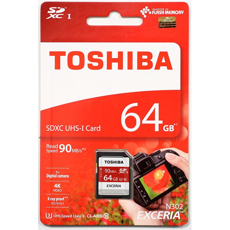 Thẻ nhớ 64GB SDHC Toshiba Exceria N302 90MB/s UHS-I U3 Class 10 4K - Chính hãng