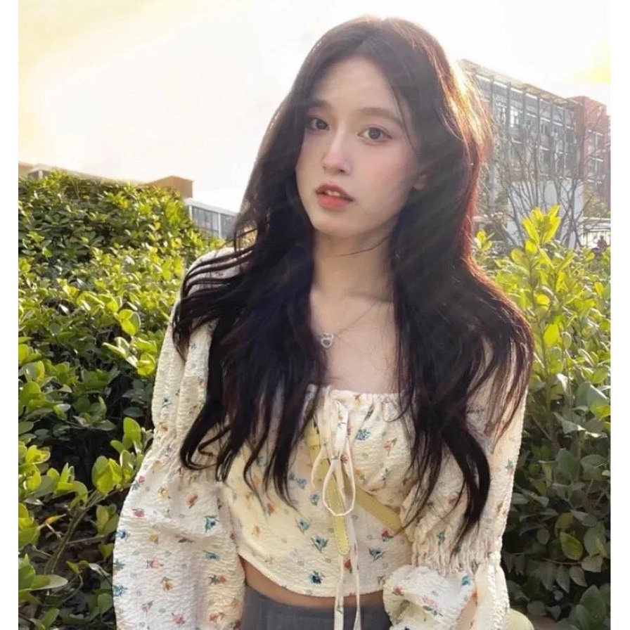 AMOI Áo Kiểu Cổ Vuông Dáng Ôm Sọc Ca Rô Thời Trang Retro Pháp Cho Nữ 2022