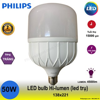 [Xả hàng] Bóng Led trụ Philips 20W / 30W / 40W / 50W độ sáng cao, nhựa cao cấp giúp hạn chế vỡ và chống con trùng