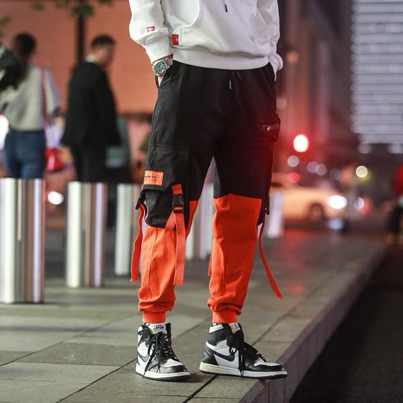 Quần jogger túi hộp phối màu unisex