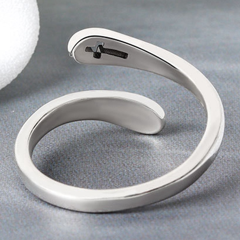 flowersqueen [FAS] Nhẫn inox khắc chữ thập cổ điển