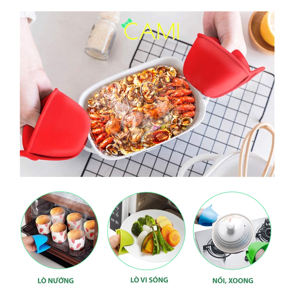 Kẹp bắc nồi hình mỏ vịt, chịu nhiệt, silicone mềm dẻo, chống trơn trượt, biến dạng - Cami - CMPK207