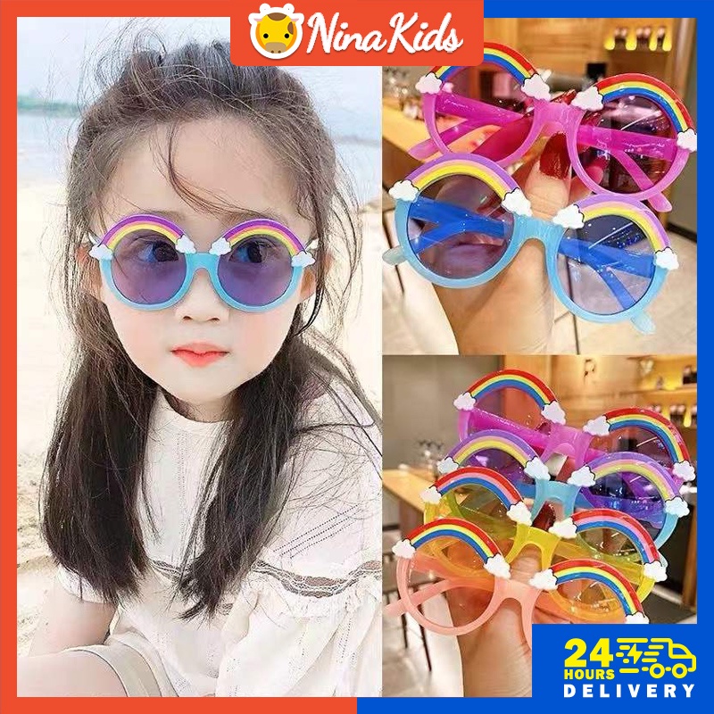 Kính mát gọng tròn Nina Kids bằng nhựa PC màu sắc ngọt ngào cho bé 3-10 tuổi