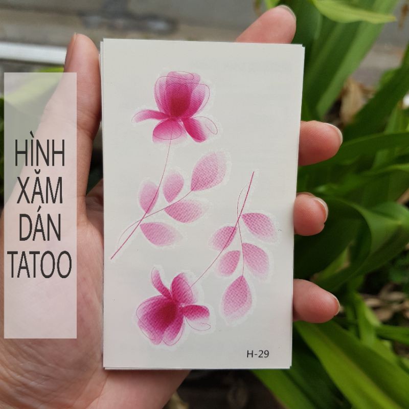 Hình xăm hoa màu loang h29. Xăm dán tatoo mini tạm thời, size &lt;10x6cm