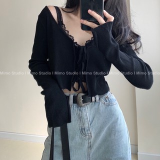 Len dệt kim mỏng buộc nơ