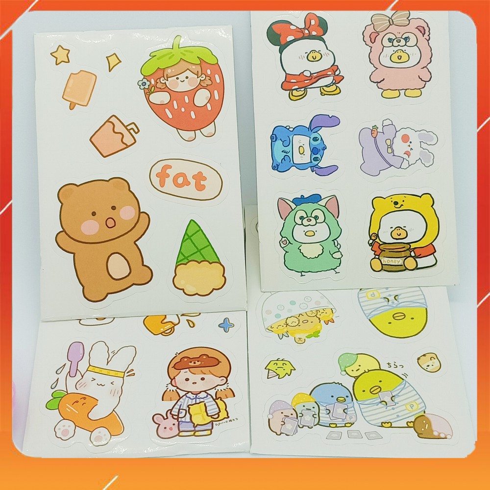 Set 6 Tấm Washi Sticker, Hình Dán Xinh Xắn Nhiều Mẫu Trang Trí Sổ