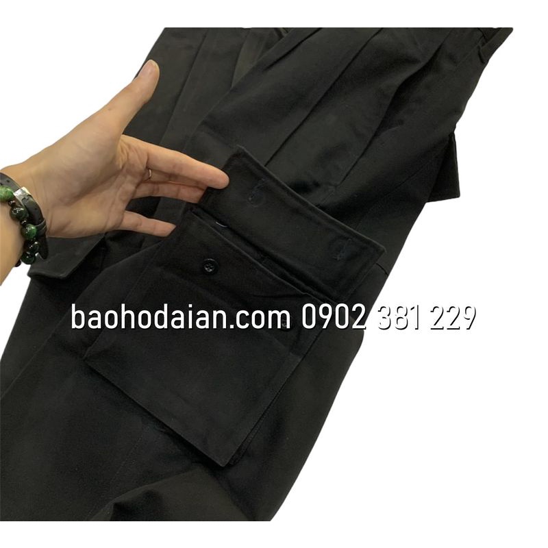 Quần bảo vệ túi hộp kaki thành công màu đen