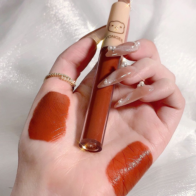 [Hàng mới về] Bộ 4 son kem chống thấm nước lâu trôi thiết kế hình gấu dâu tây dễ thương