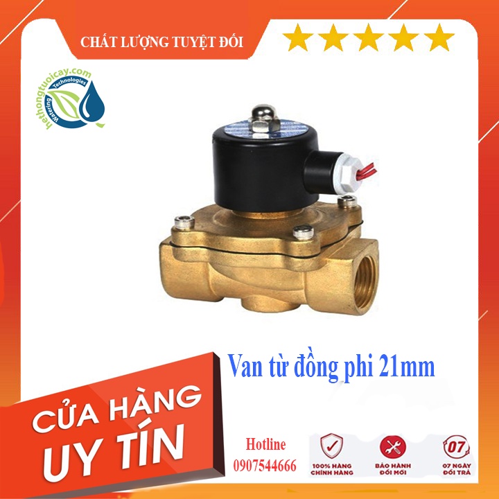 Van điện từ phi 21mm/220v/ thường đóng thân van bằng đồng