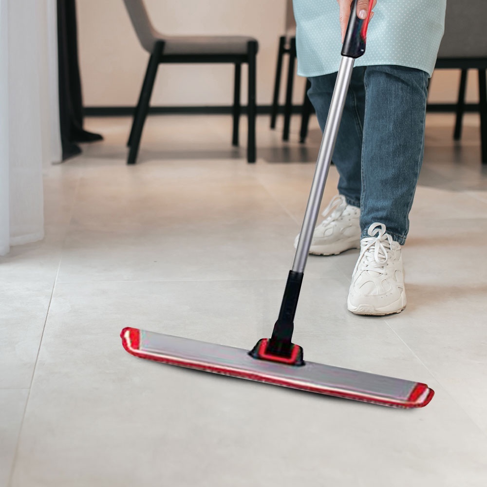 HomeBase ME LIVING Chổi quét nhà phẳng 360 độ bằng Microfiber 35inch ZURE W90xH133xD11cm màu xám/đỏ