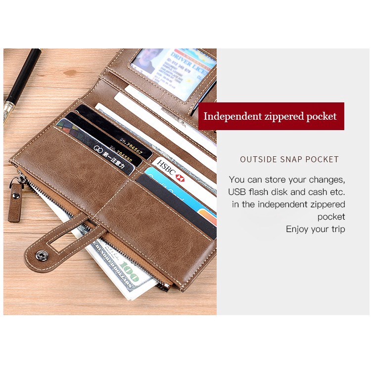 Ví Da Dài Thời Trang Dành Cho Nam Giá Đỡ