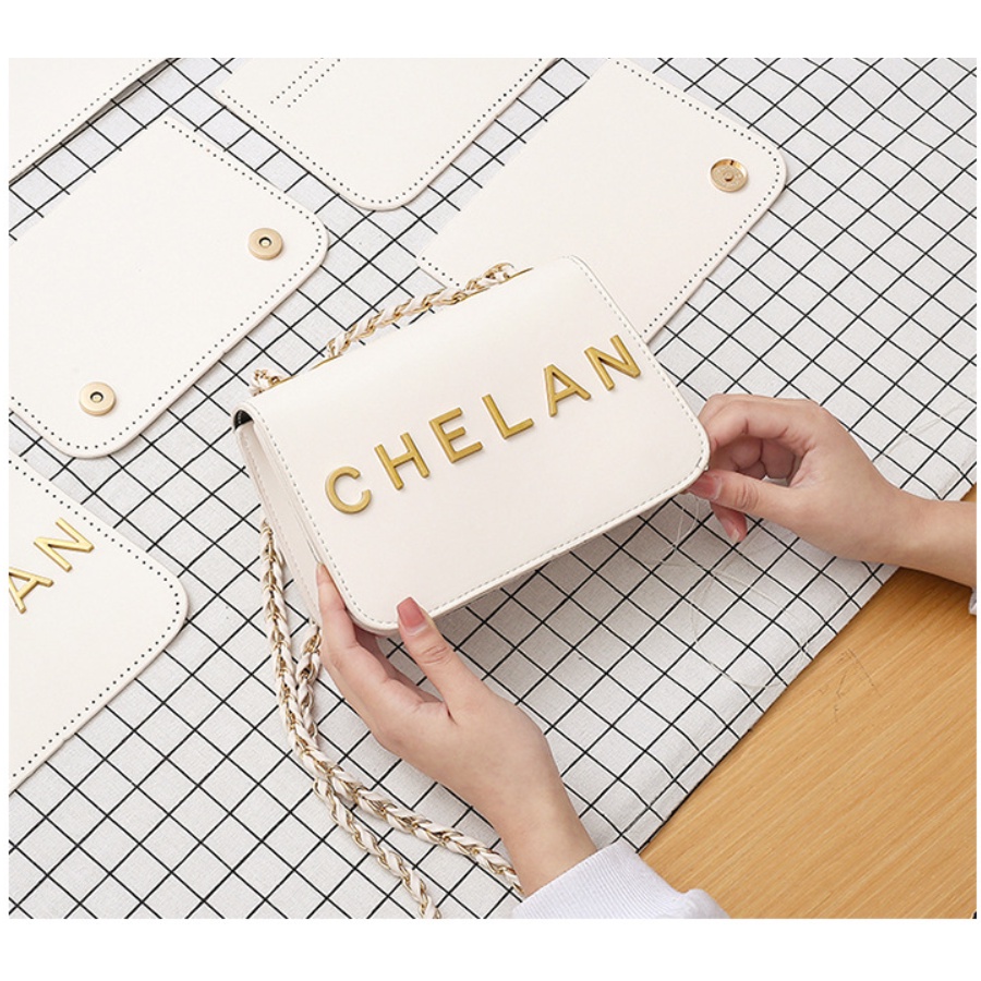 TÚI ĐEO CHÉO DIY DA P.U GẮN LOGO LOẠI 1 QUÀ TẶNG HANDMADE