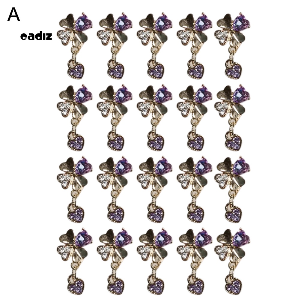 Bộ 20 Phụ Kiện Trang Trí Móng Tay Hình Cỏ 4 Lá Sang Trọng