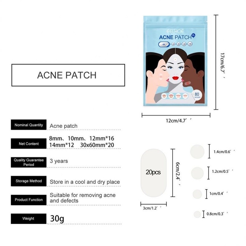 Set 80 Miếng Dán Lột Mụn Siêu Mỏng Trong Suốt Chống Nhiễm Trùng Chống Nước