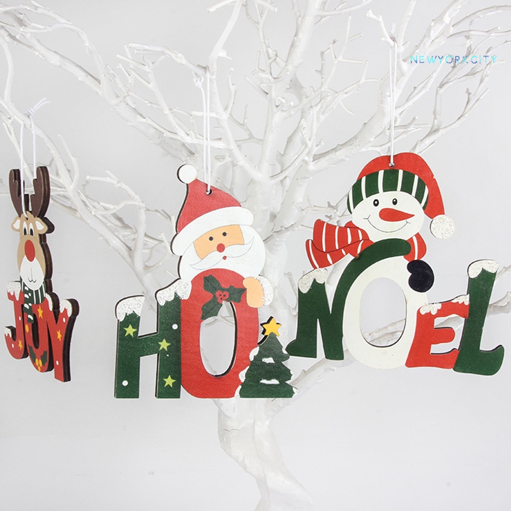 Phụ Kiện Trang Trí Giáng Sinh Kiểu Hoạt Hình Bắt Mắt Bằng Gỗ