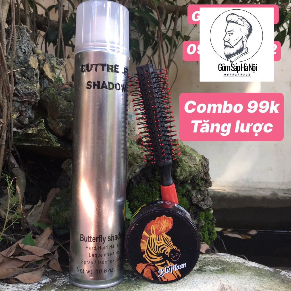 [ Tặng Lược] Gôm Xịt Tóc Butrefly 320ml + Sáp Vuốt Tóc Bluman Cavaly Ngựa Vằn