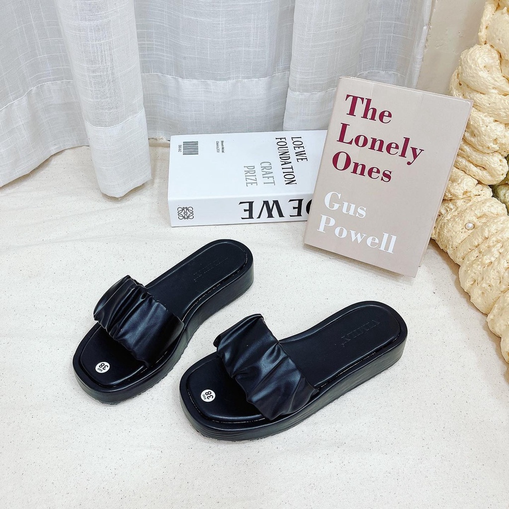 Dép nữ quai ngang nhún siêu xinh đế cao