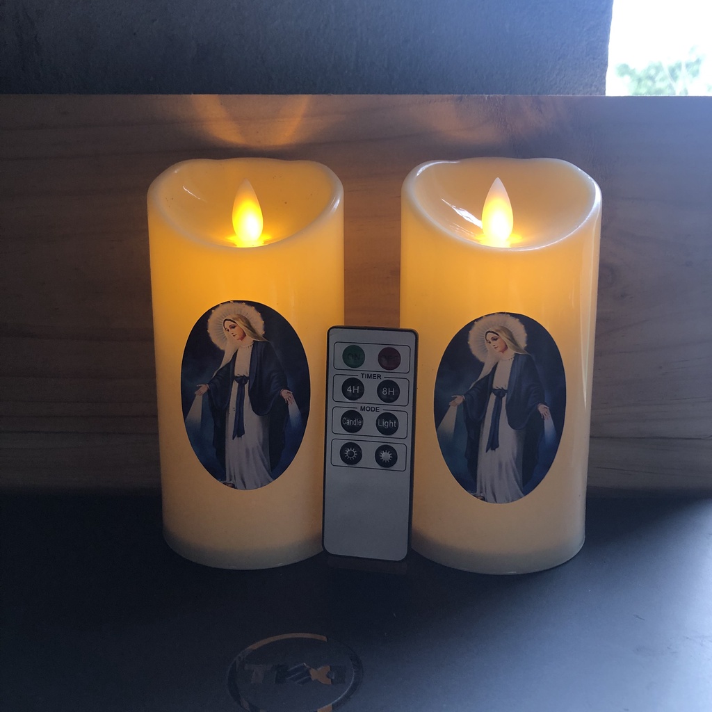 Nến công giáo để ban thờ chạy pin sử dụng điều khiển tắt bật từ xa&lt;Giá 1 cặp &gt;