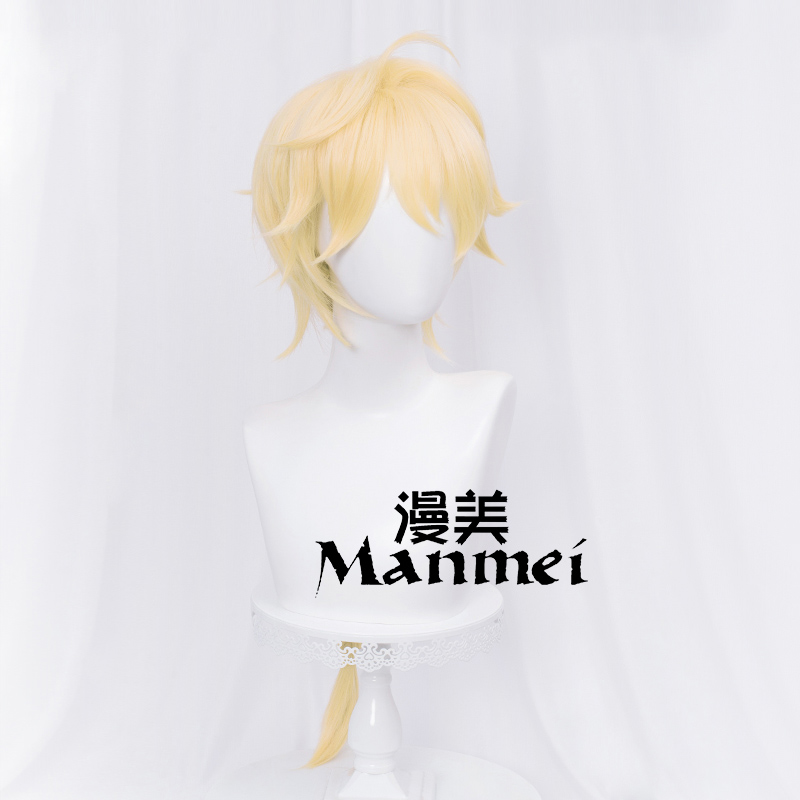 Genshin Impact Traveler Cosplay Aether Lumine Blond Wig Cosplay Anime Wigs Heat Resistant Synthetic Wigs Halloween