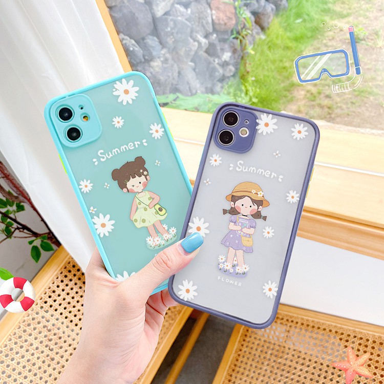 Ốp lưng iphone Summer Girl nhám viền nổi cong 6/6plus/6s/6splus/7/7plus/8/8plus/x/xr/xs/11/12/13/pro/max/plus/promax