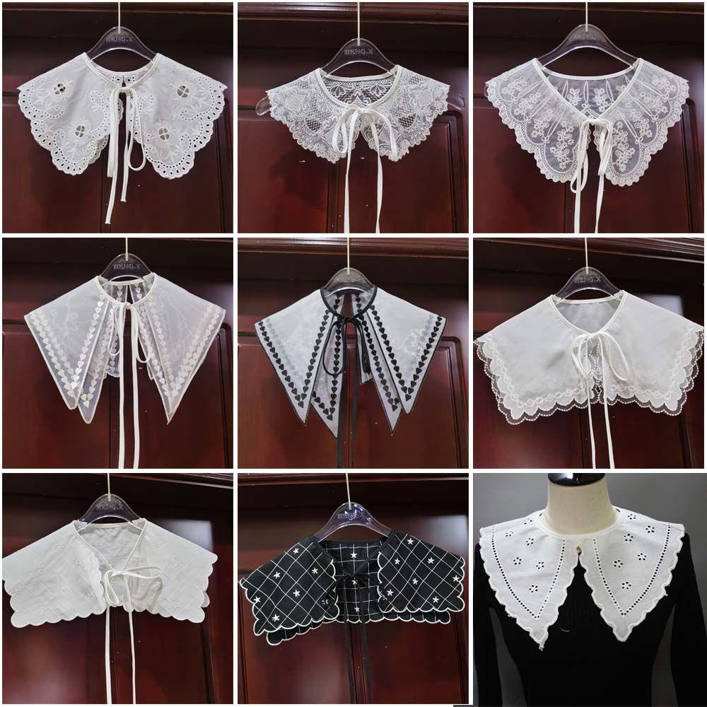 JUNE Cổ Áo Sơ Mi Giả Thêu Ren Đa Năng Thời Trang Cho Nữ