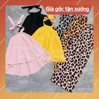 Sét đồ bộ quần da beo áo kiểu yếm hở lưng