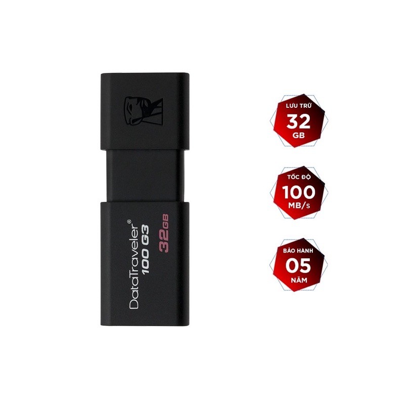 3️⃣2️⃣ USB Kingston DT100G3 32GB nắp trượt tốc độ upto 100MB/s | WebRaoVat - webraovat.net.vn