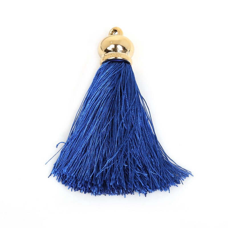 Dây tua rua 70mm bằng lụa satin và đầu khóa màu vàng nhiều màu dùng làm trang sức/ vòng cổ/ khuyên tai