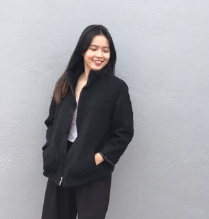 Áo khoác dạ đen ngắn