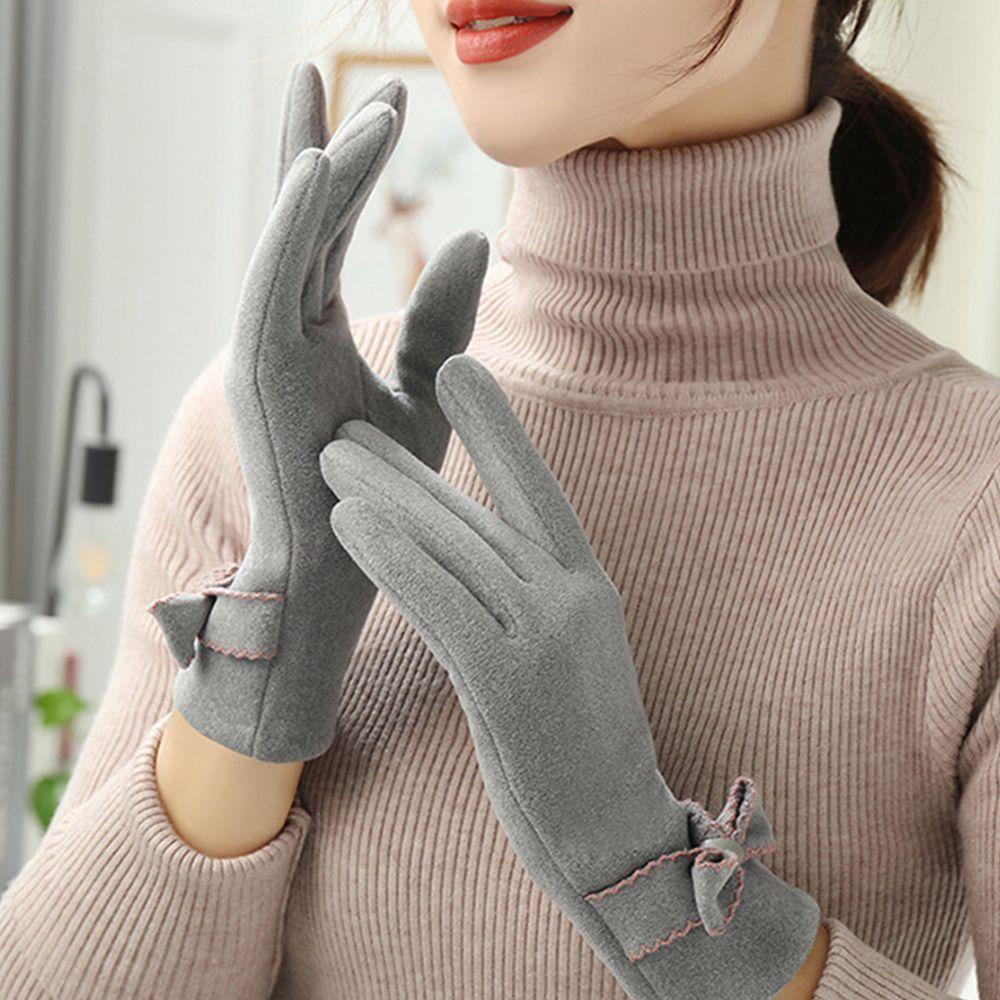 Găng Tay Giữ Ấm Mùa Đông Bảo Vệ Ngón Tay Thắt Nơ Phong Cách Hàn Quốc Cho Nữ