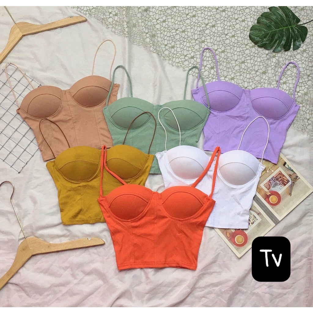 Áo croptop 2 dây kèm mút sexy sau lưng dây kéo