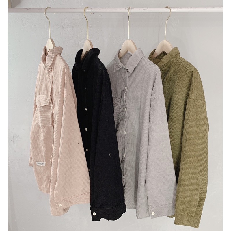 Áo Sơmi nhung Tăm vintage 4 Màu [ảnh thật phía sau] | BigBuy360 - bigbuy360.vn