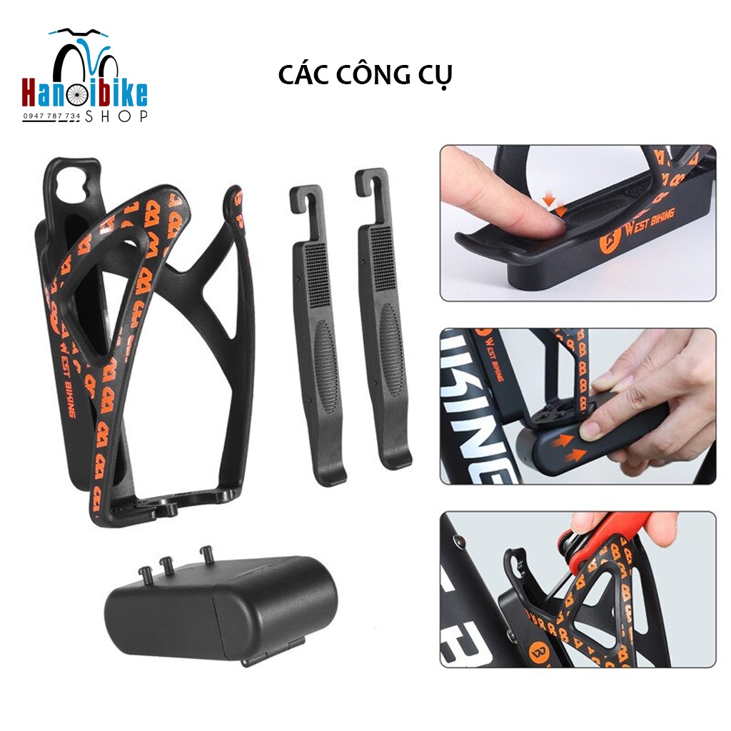 Gọng bình nước xe đạp West Biking có cây tháo lốp
