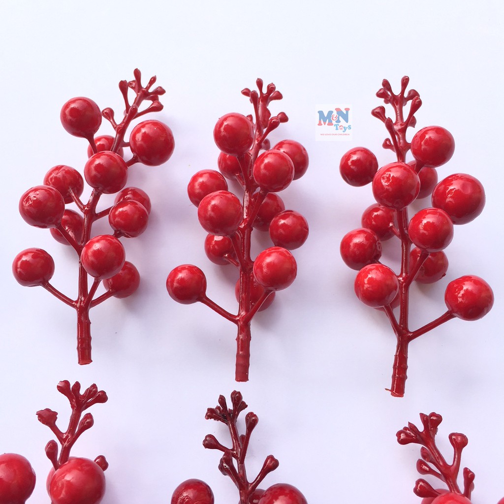 Combo 6 cành Đào Đông quả Diệu (quả Cherry) trang trí giáng sinh noel