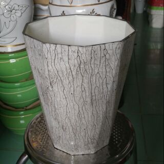 CHẬU NHỰA LỤC GIÁC HOA VÂN NHƯA THÂN CÂY DỪA CAO30CM RỘNG25CM TRỒNG CÂY VÀ HOA