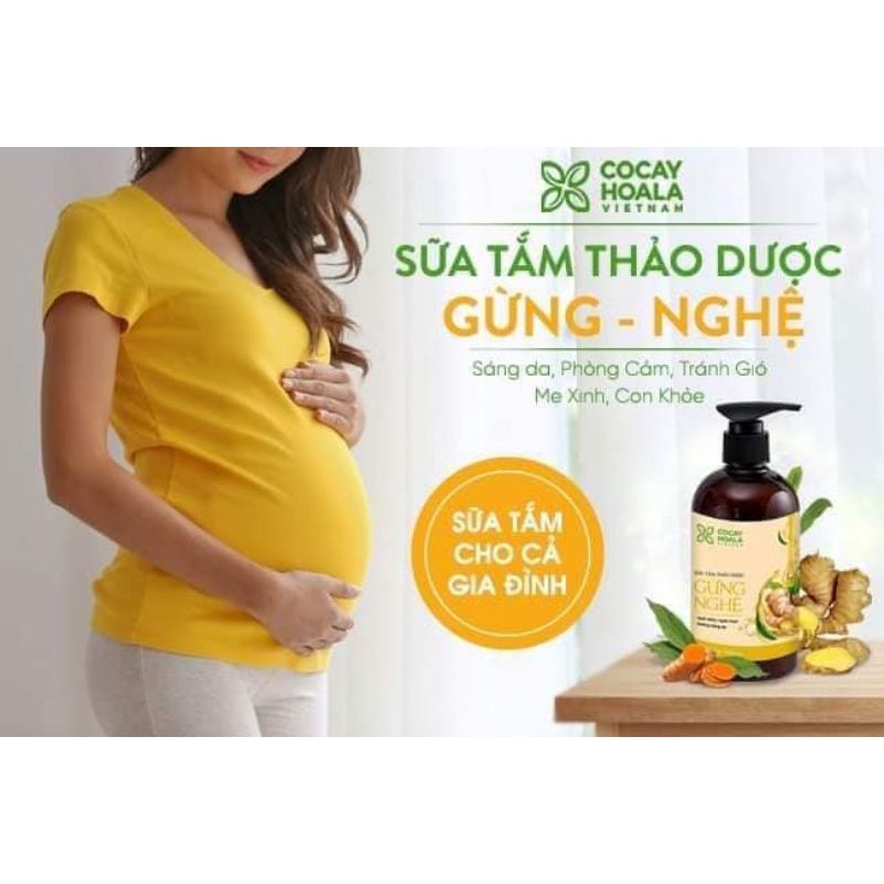 SỮA TẮM THẢO DƯỢC GỪNG NGHỆ - DƯỠNG TRẮNG, MỜ THÂM, NGĂN NGỪA MỤN VÀ HẠN CHẾ VIÊM TẮC LỖ CHÂN LÔNG (dung tích 450ml)