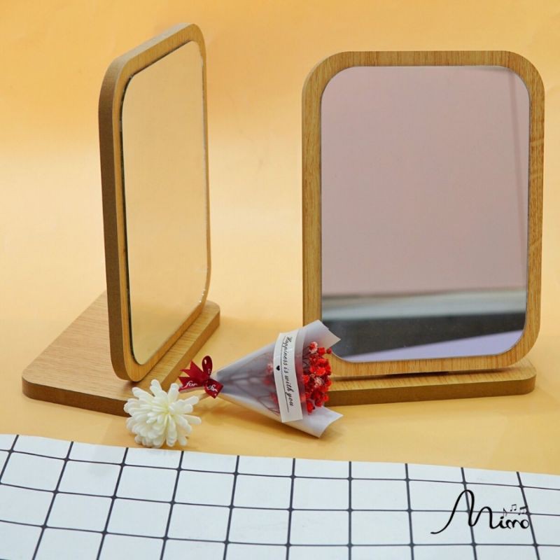 Gương gỗ để bàn - Gương gỗ nhỏ - Gương mini để bàn - Gương siêu xinh