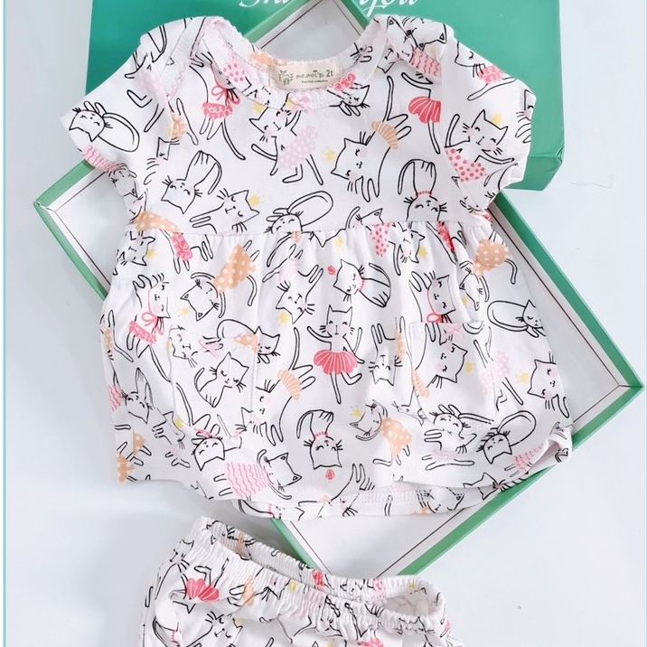 Quần Áo Set Váy Kèm Chip Cho Bé Gái Chất Liệu Cotton 100% Cho Bé Gái MINTSCLOSET Từ 0-5 Tuổi 6 Mẫu Đầu S1079