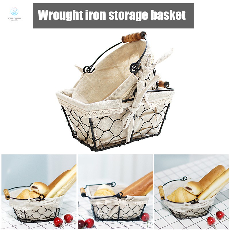 Giỏ sắt đựng trái cây / bánh mì để bàn phong cách vintage