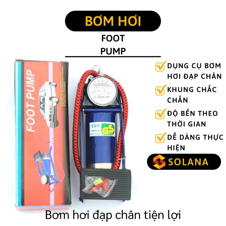 Bơm hơi piton - Dụng Cụ Bơm Hơi Đạp Chân Foot Pump, giúp bạn bơm xe máy, xe đạp, bóng 3089