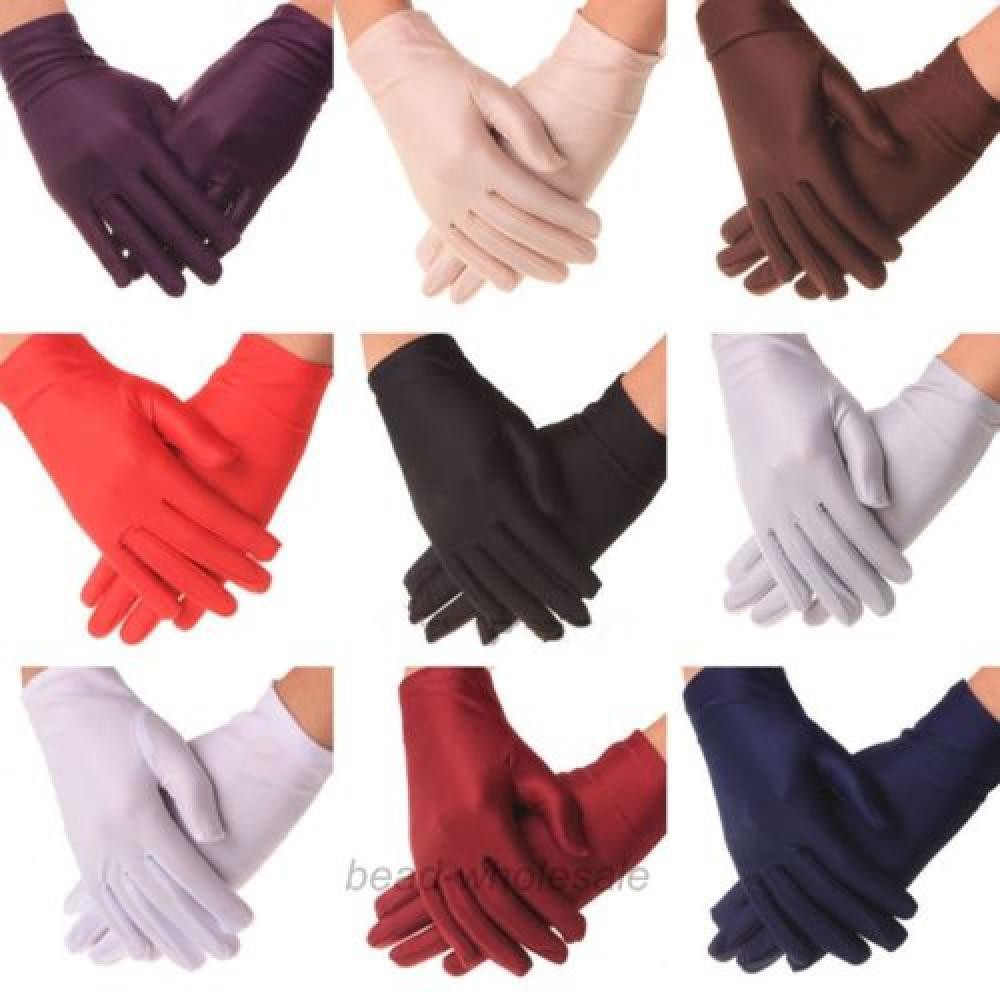 Găng tay ngắn cho nữ với chất liệu satin phong cách trang trọng