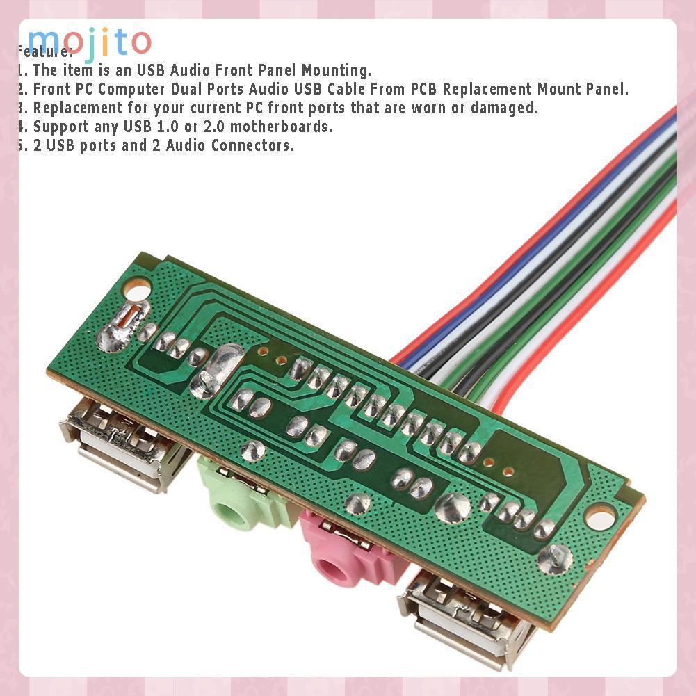 MOJITO I/0 Audio Output Input Dual USB Front Panel Board Cable for Computer Case