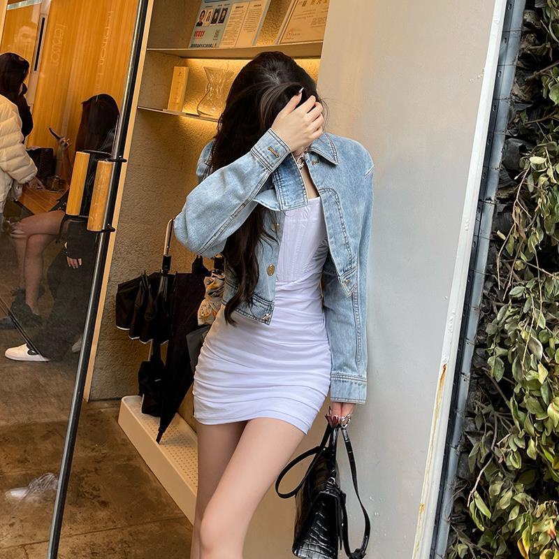 Áo khoác denim nữ tay dài thời trang mùa thu | BigBuy360 - bigbuy360.vn