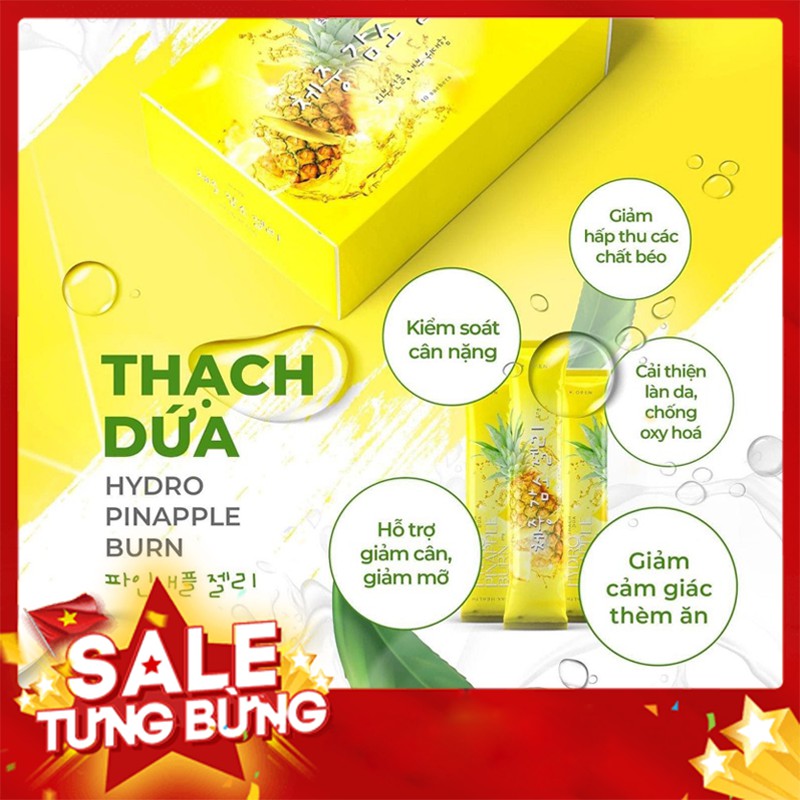 Thạch Dứa Giảm Cân HYDRO PINAPPLE BURN Giúp Đào Thải Mỡ Thừa, Kiểm Soát Cân Nặng An Toàn, Hiệu Quả - Hộp 20 gram 10 Gói