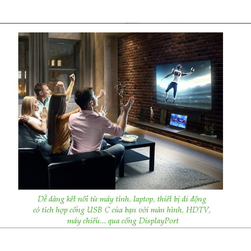 [CHÍNH HÃNG]  Cáp chuyển đổi UGREEN 50433 USB type C sang DisplayPort dài 15cm độ phân giải 4K*2K@60Hz | BigBuy360 - bigbuy360.vn