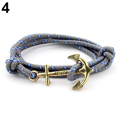 Vòng tay nhiều sợi mặt hình mỏ neo cho nam