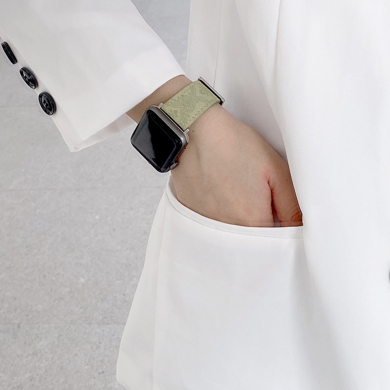 Dây Đeo Bằng Da Thật Cho Đồng Hồ Thông Minh Apple Watch 38Mm 40Mm 44Mm 42Mm 45Mm 41Mm iwatch 7/6/Se/5/4/3/2